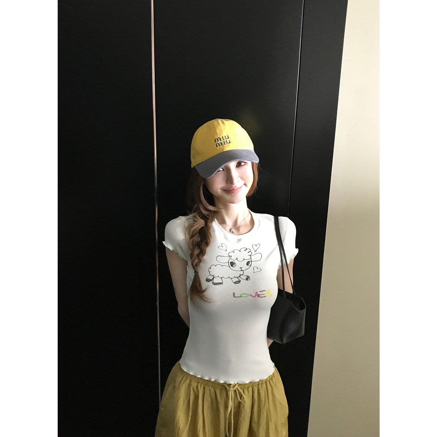 sk1ms 부활절 t 신선함 밝은 봄 여름 색상 순수한 욕망 느긋한 어린 양 프린트 하트 어두운 꽃 레이스 티셔츠