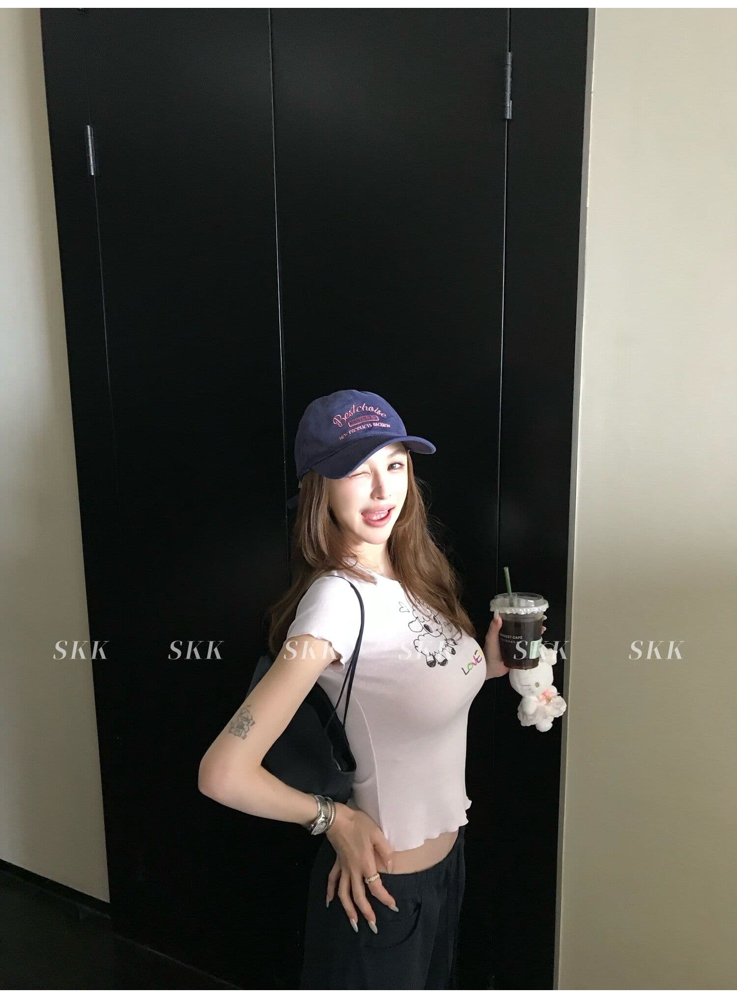 sk1ms 부활절 t 신선함 밝은 봄 여름 색상 순수한 욕망 느긋한 어린 양 프린트 하트 어두운 꽃 레이스 티셔츠 상세 이미지 3