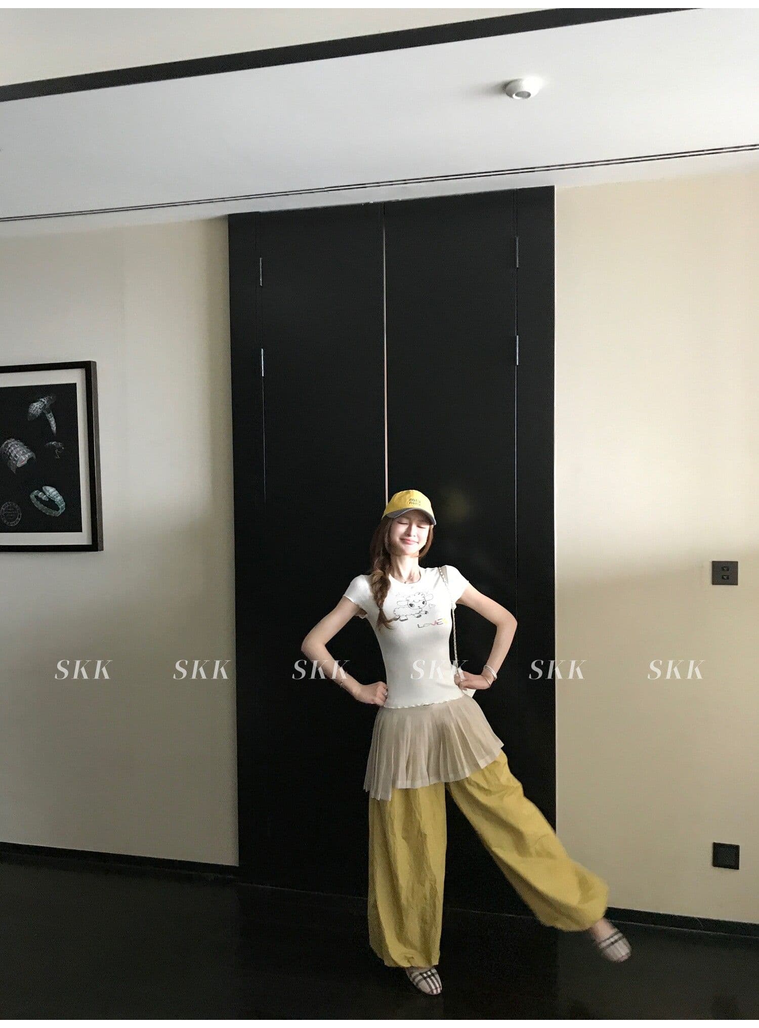 sk1ms 부활절 t 신선함 밝은 봄 여름 색상 순수한 욕망 느긋한 어린 양 프린트 하트 어두운 꽃 레이스 티셔츠 상세 이미지 18