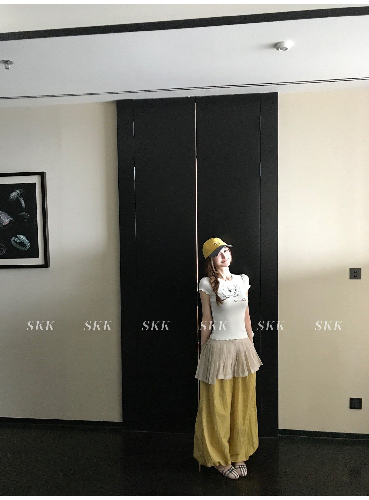 sk1ms 부활절 t 신선함 밝은 봄 여름 색상 순수한 욕망 느긋한 어린 양 프린트 하트 어두운 꽃 레이스 티셔츠 상세 이미지 24
