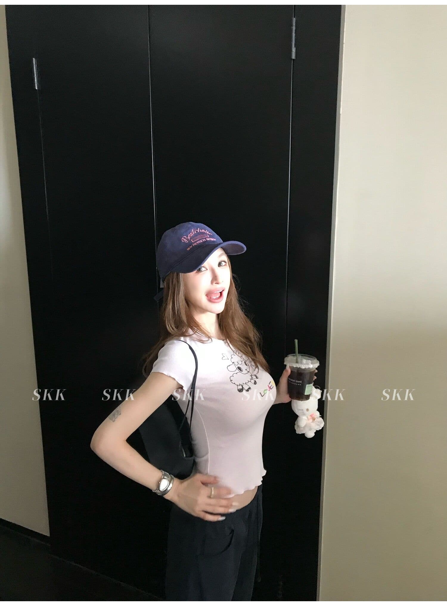 sk1ms 부활절 t 신선함 밝은 봄 여름 색상 순수한 욕망 느긋한 어린 양 프린트 하트 어두운 꽃 레이스 티셔츠 상세 이미지 26