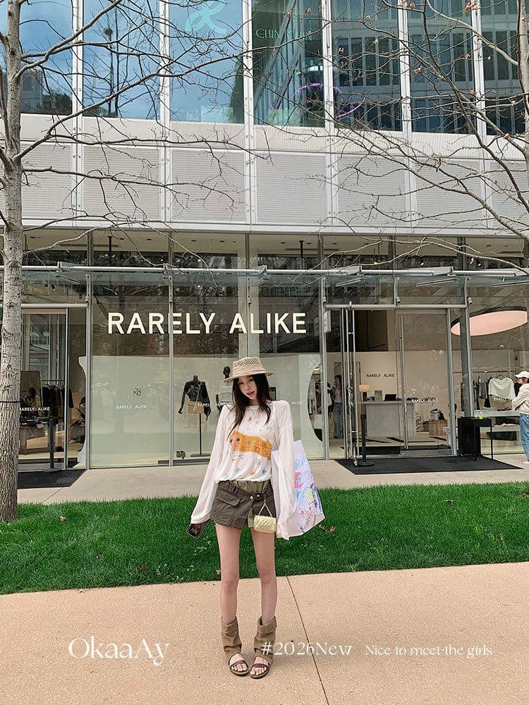 원본 라이 경기 서울 주간 실크 여름 재미있는 프린트 자외선 차단 티셔츠 여성 루즈핏 얇은 스타일 긴팔 맨위 블라우스 상세 이미지 11