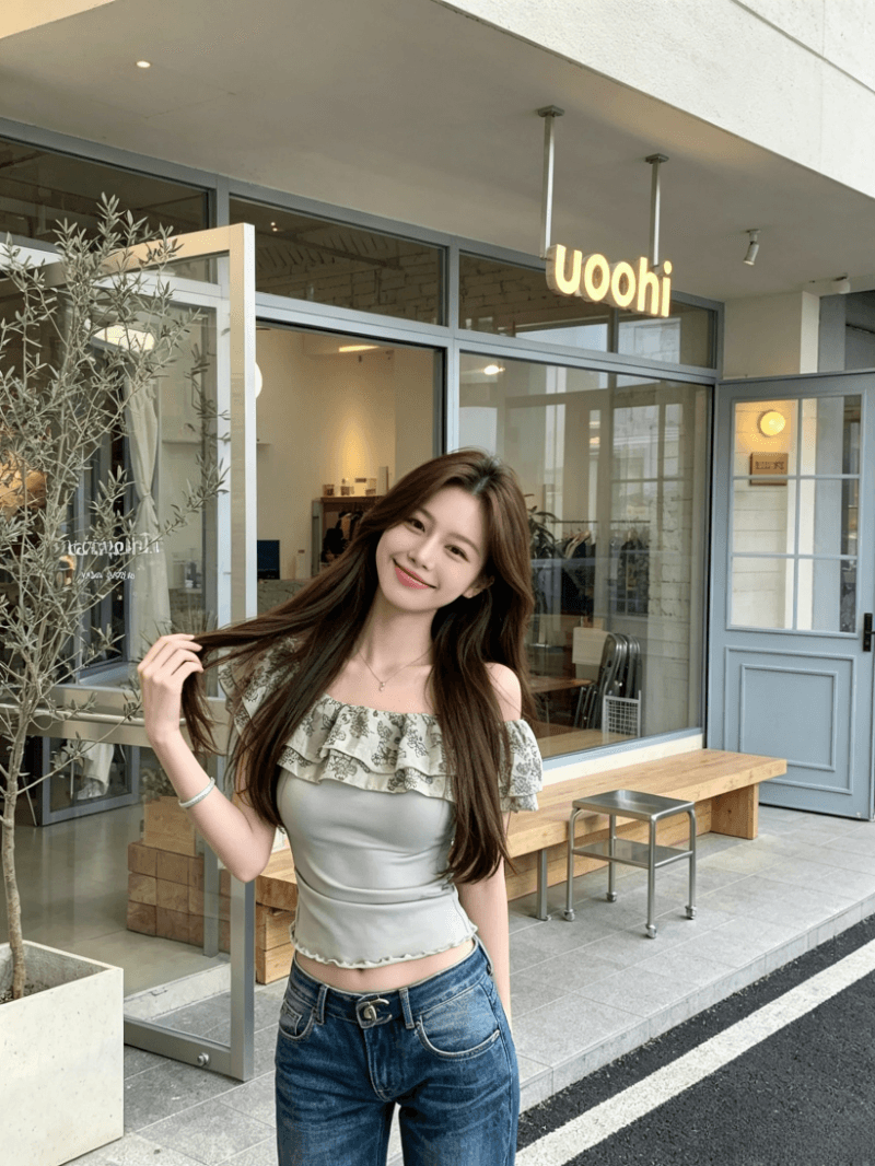프랑스식 새로운 프릴 오프숄더 티셔츠 여성 의류 여름 다용도 Chic 슬림해 보이는 품격 허리 수축 쇼트 스타일 맨위