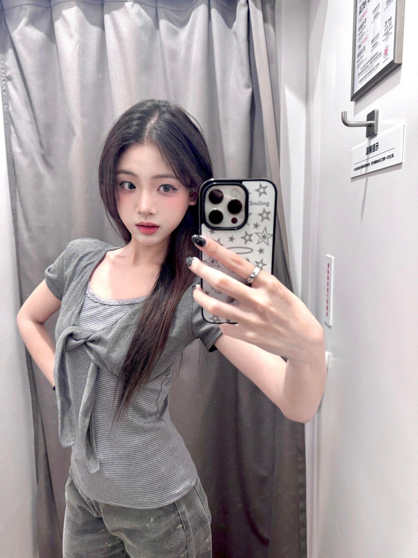 210 그램 40 좋은 면 1 1 한 부서 chic 회색 페이크 레이어드 긍정적 인 어깨 반팔 티셔츠 여성 여름 맨위 이미지 2
