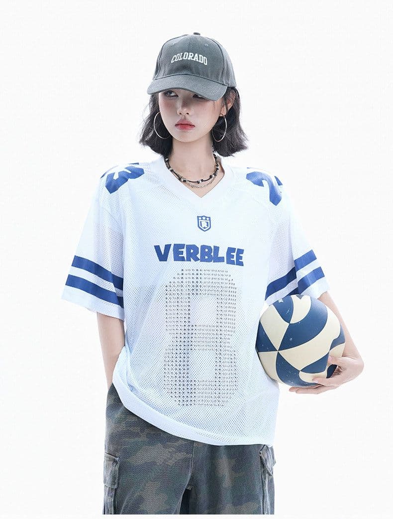 원본 것 프린트 뜨거운 구슬 보안 버클 알파벳 레트로 스타일 V넥 반팔 아메리칸 티셔츠 여성 검정색 상세 이미지 2