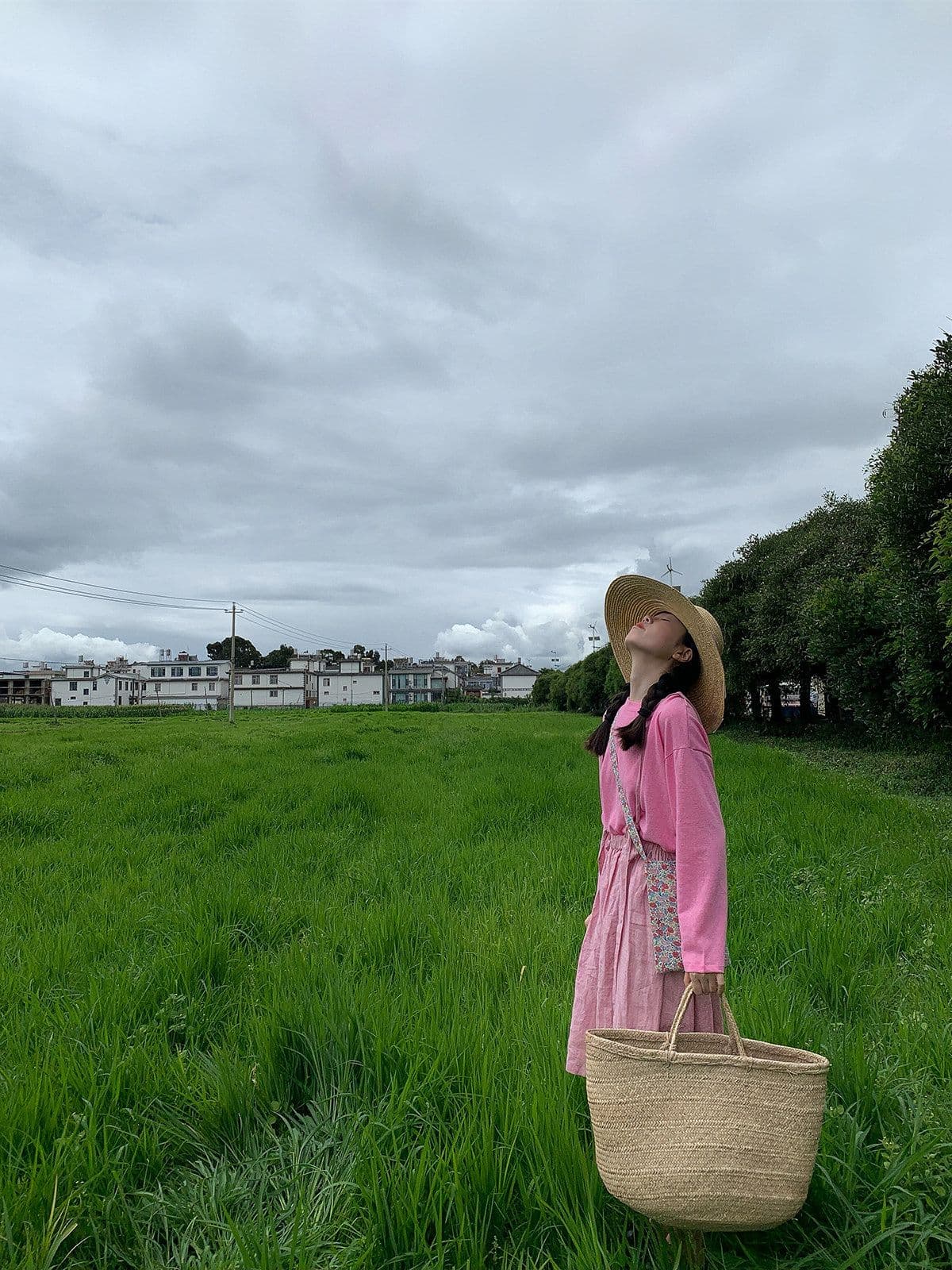대나무 마디 리브 소녀 핑크색 긴팔 라운드 넥 티셔츠 맨위 느긋한 루즈핏 다용도 얇은 스타일 캐주얼 편안함 블라우스 상세 이미지 5