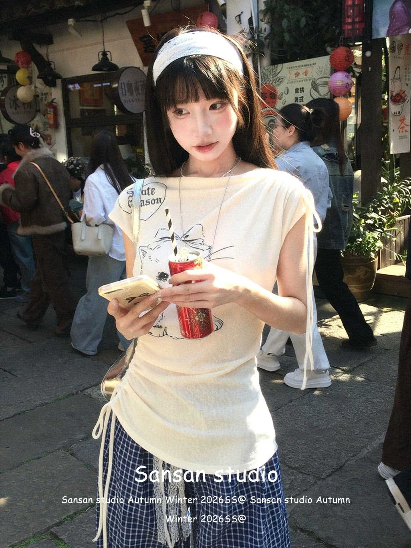도파민 반팔 티셔츠 여성 여름 착용 가져 가라. 새끼 고양이 프린트 펌프 로프 황색 tee 몸매 가꾸기 한 첨부 된 의류 디자인 센스 이미지 2
