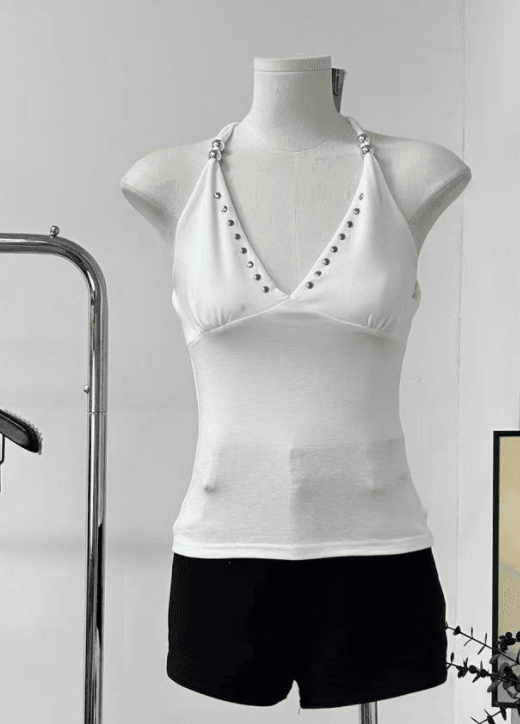 양모 회색 순수한 욕망 V넥 행침 목 슬립 수 있습니다. 조정 여성 여름 핫걸 몸매 가꾸기 슬림해 보이는 섹시함 허리 수축 조끼 상세 이미지 6