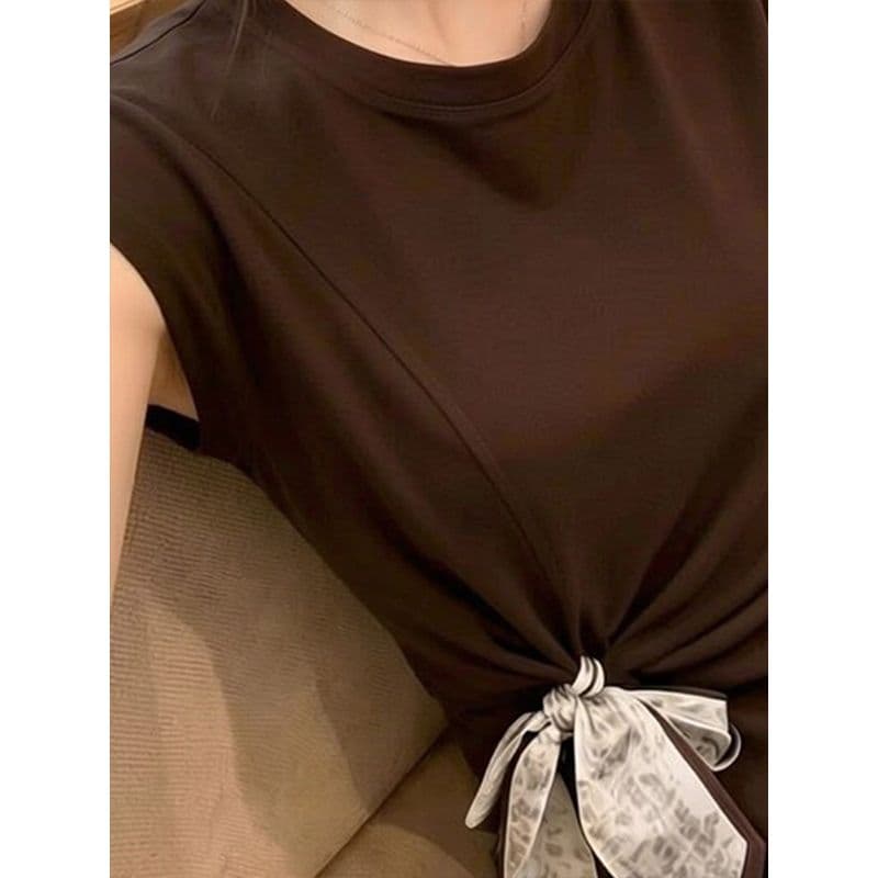 1x1 사람들 면 와 사고 방식 레트로 아메리칸 몸매 가꾸기 디스플레이 얇고 작은 날다 소매 티셔츠 여성 의류 여름 새로운 스카프 맨위 상세 이미지 4