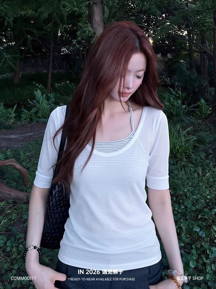 라이 경기 서울 160 그램 원본 컬러 짜임 기사 프랑스식 순수한 욕망 바람 마이크로 ~을 통해 자외선 차단 블라우스 투피스 세트 상세 이미지 2
