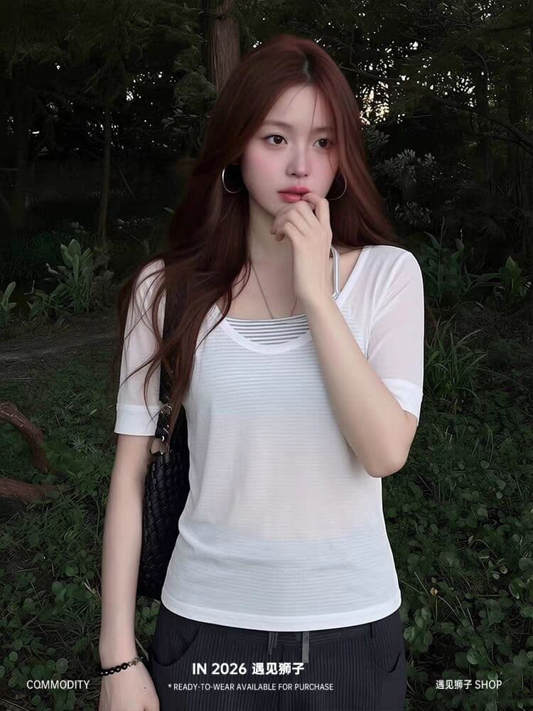 라이 경기 서울 160 그램 원본 컬러 짜임 기사 프랑스식 순수한 욕망 바람 마이크로 ~을 통해 자외선 차단 블라우스 투피스 세트 상세 이미지 4