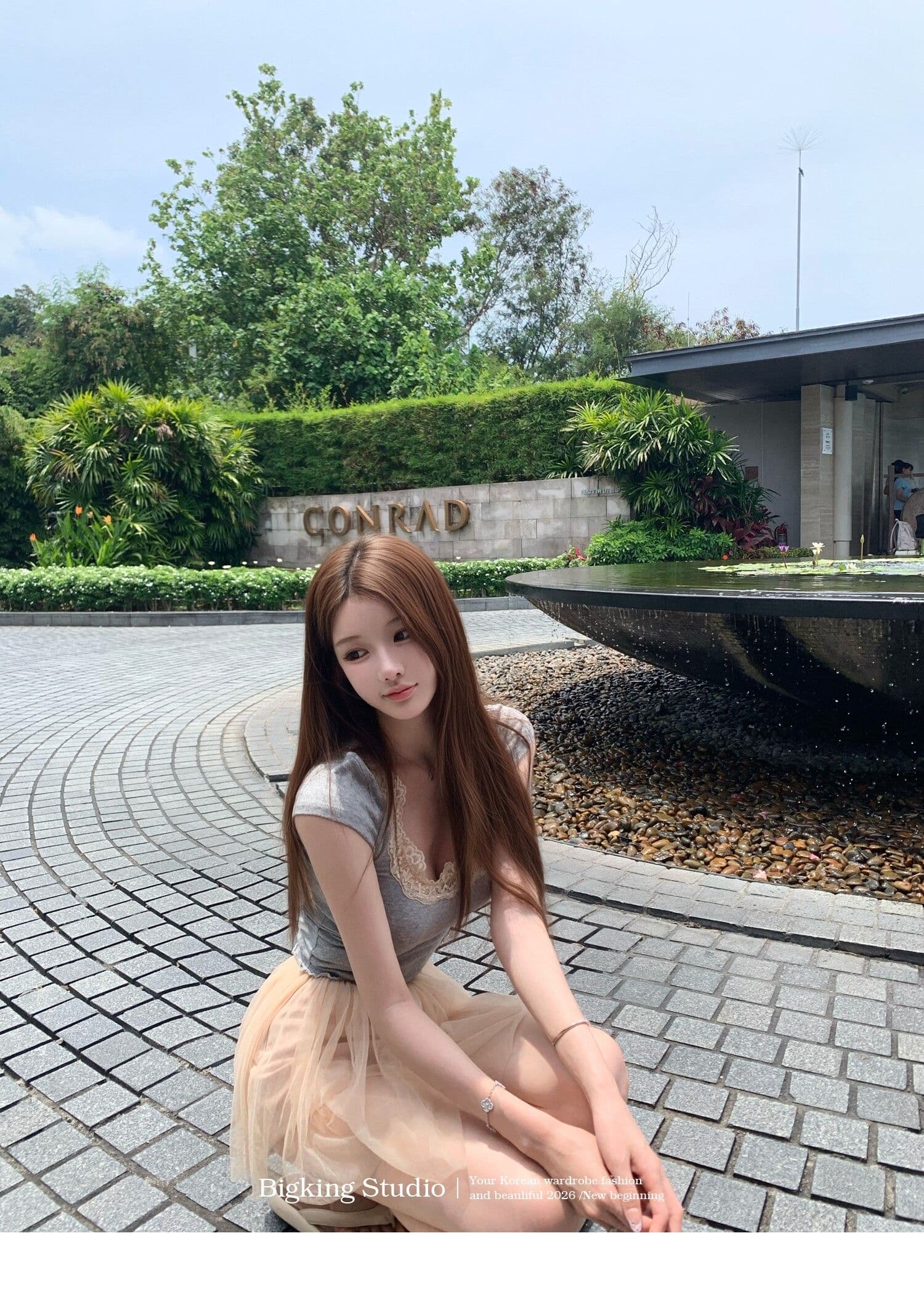 bigking 다이 킨 홈 얕은 욕망 마이크로 대 u 칼라 레이스 측면 반팔 티셔츠 여성 몸매 가꾸기 순수한 욕망 맨위 상세 이미지 11