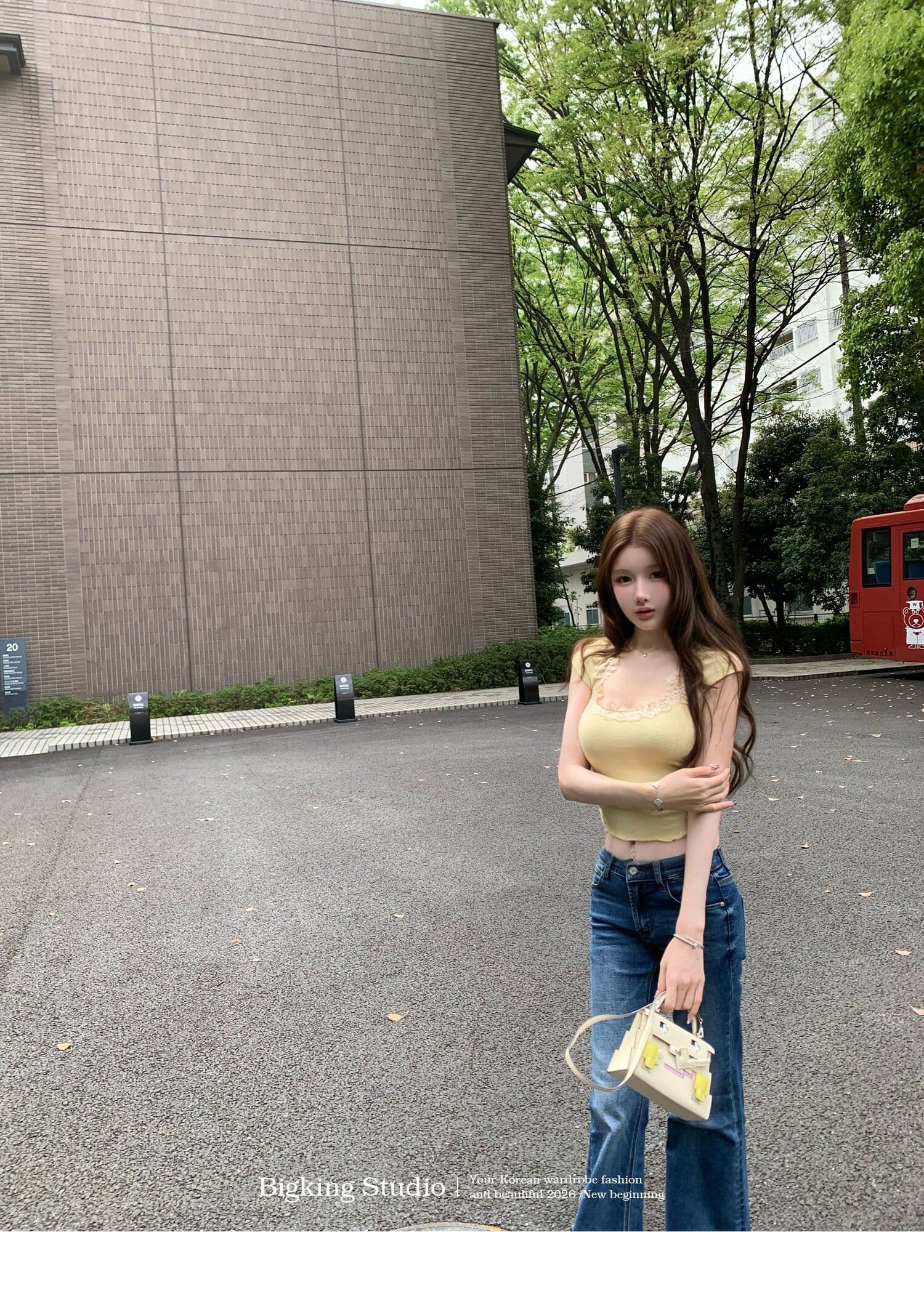bigking 다이 킨 홈 얕은 욕망 마이크로 대 u 칼라 레이스 측면 반팔 티셔츠 여성 몸매 가꾸기 순수한 욕망 맨위 상세 이미지 18