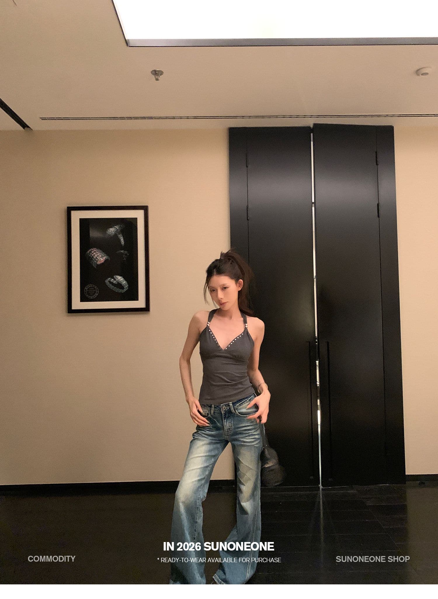sunoneone 수 있습니다. 조정 V넥 몸매 가꾸기 풀오버 징 캐미솔 여름 아메리칸 핫걸 얇은 스타일 맨위 상세 이미지 21