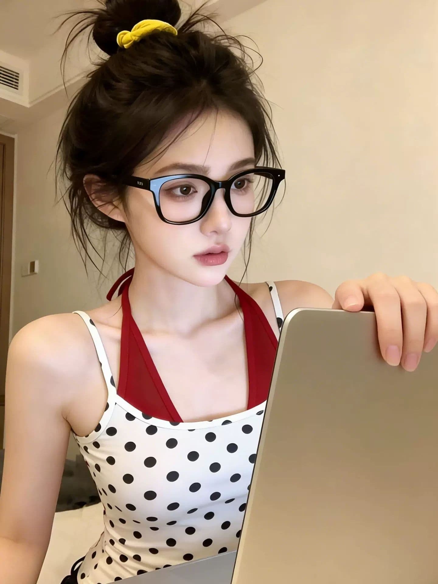 한 부서 디자인 센스 도트 무늬 페이크 레이어드 슬립 작은 조끼 여성 여름 새로운 외출용 민소매 백리스 핫걸 맨위 상세 이미지 3