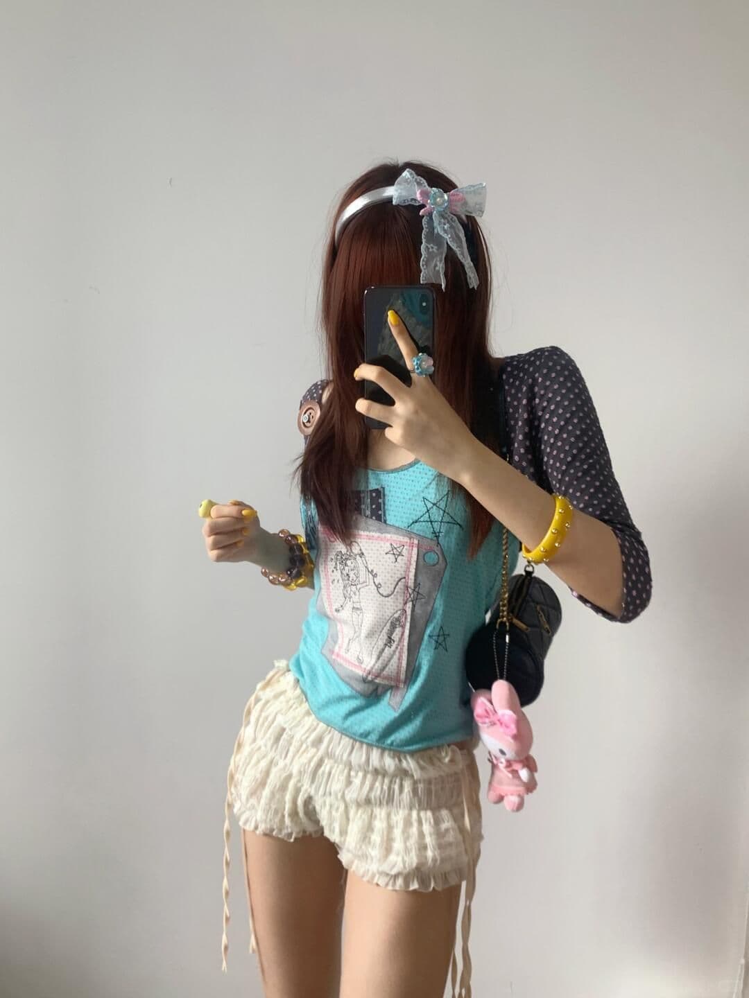 슬립 오픈 가디건 자수 패치 레이스 도트 무늬 세트 상세 이미지 2
