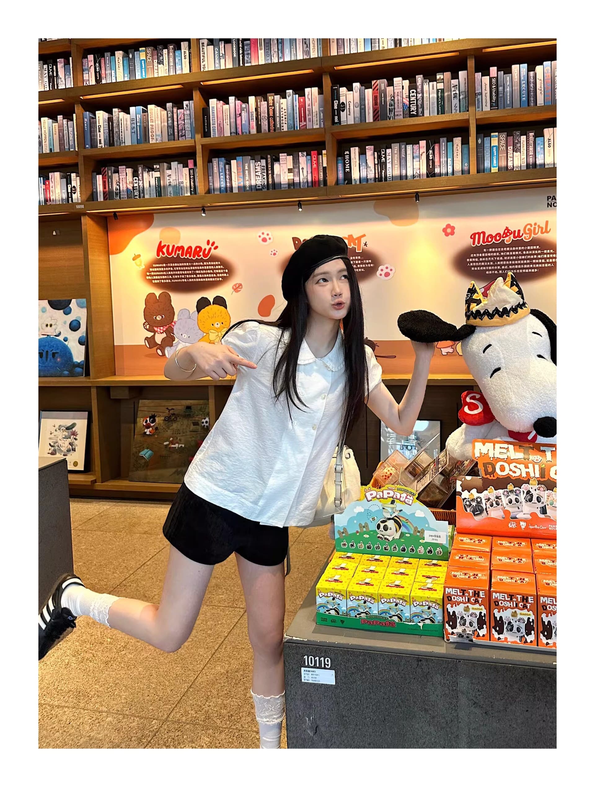 원본 원단 순면 오픈 가디건 단추 이중 버튼 주름 베이비 칼라 화이트 셔츠 반팔 맨위 여성 상세 이미지 2