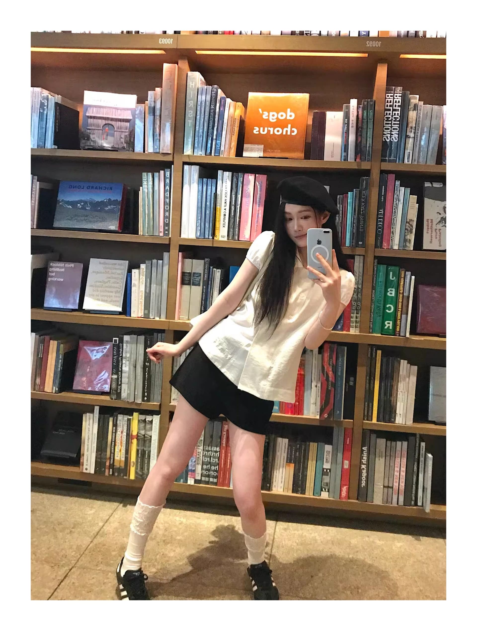 원본 원단 순면 오픈 가디건 단추 이중 버튼 주름 베이비 칼라 화이트 셔츠 반팔 맨위 여성 상세 이미지 14