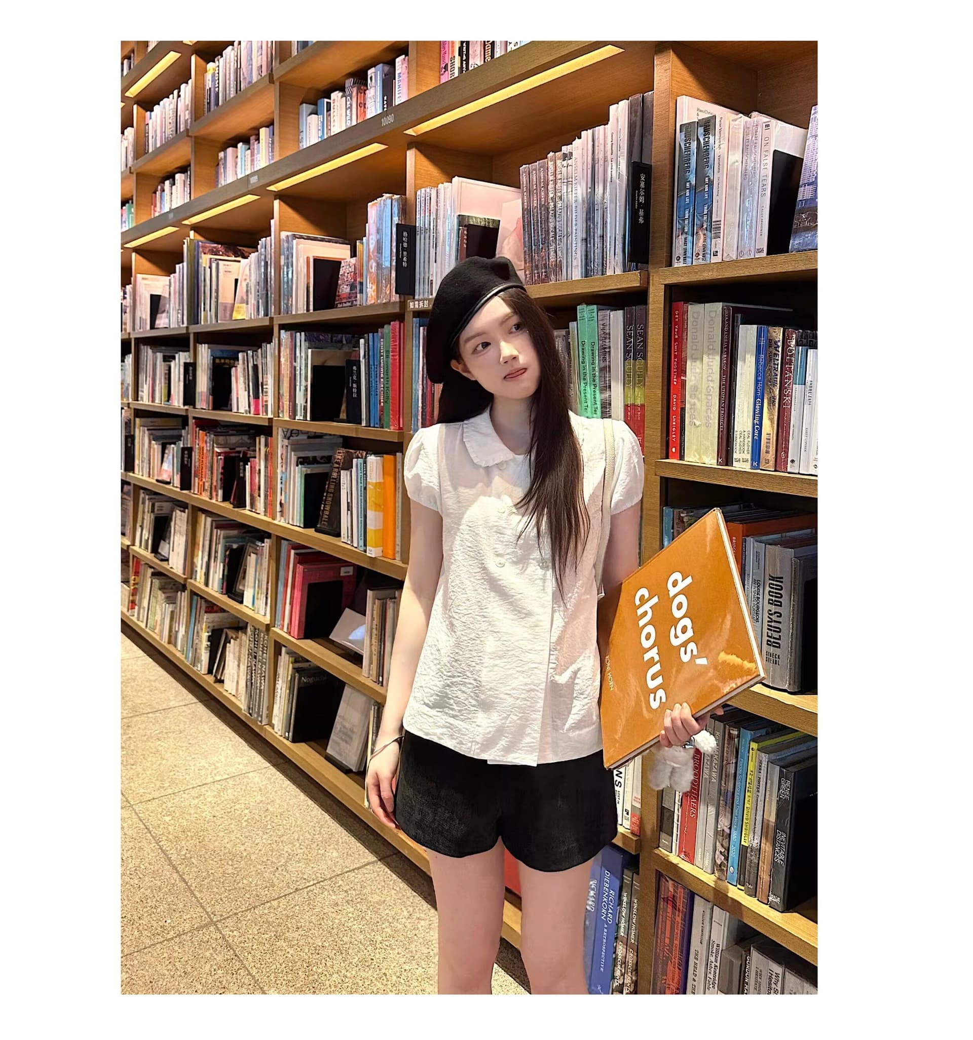 원본 원단 순면 오픈 가디건 단추 이중 버튼 주름 베이비 칼라 화이트 셔츠 반팔 맨위 여성 상세 이미지 15