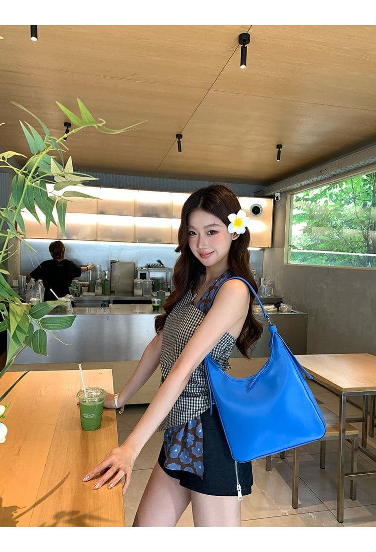 캐미솔 여름 외출용 아름다움 뒤로 체크무늬 디자인 센스 고유 한 아름다운 몸매 가꾸기 민소매 행침 목 작은 대중 맨위 상세 이미지 3