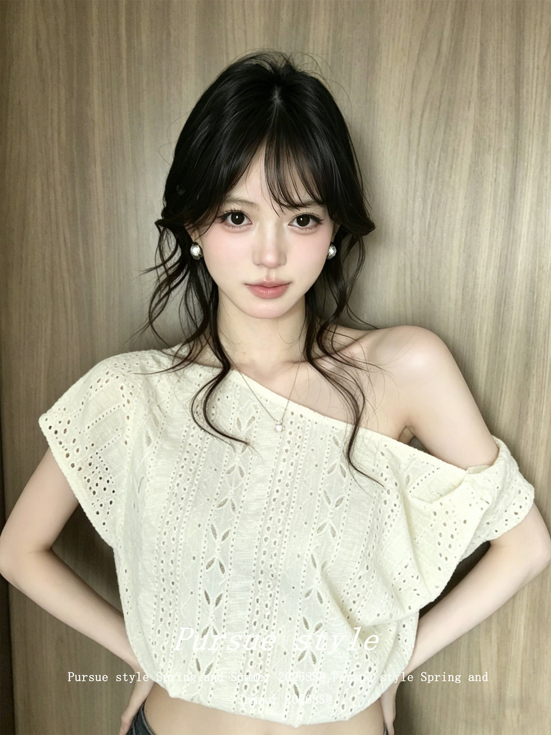 여성의 아파트 꿀 비스듬한 얼라이언스 한 부서 비스듬한 어깨 티셔츠 여성 여름 자카드 자수 비틀림 반팔 디자인 센스 오프숄더 맨위 이미지 2