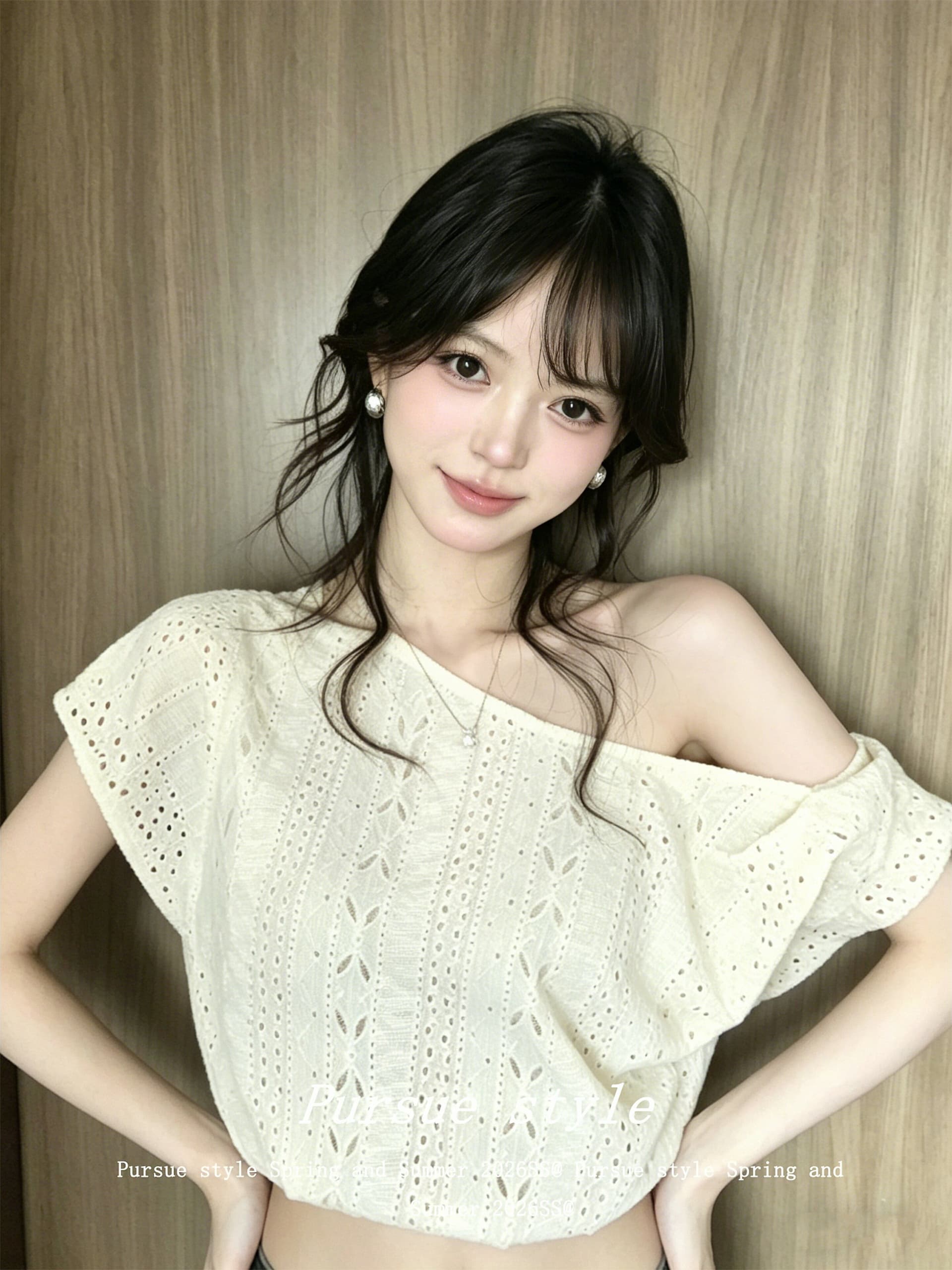 여성의 아파트 꿀 비스듬한 얼라이언스 한 부서 비스듬한 어깨 티셔츠 여성 여름 자카드 자수 비틀림 반팔 디자인 센스 오프숄더 맨위 이미지 3