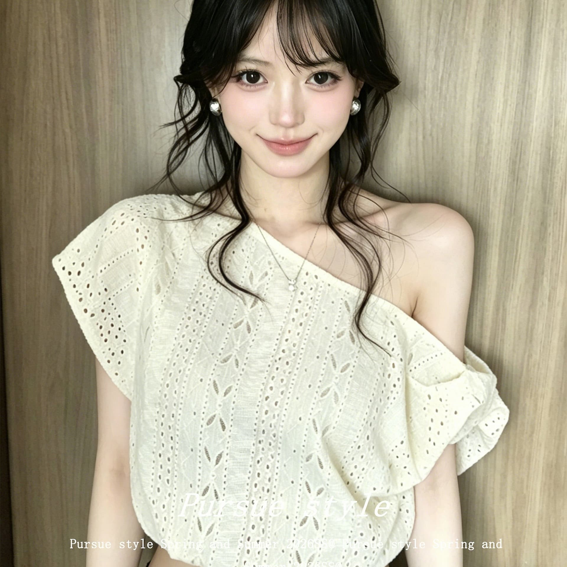 여성의 아파트 꿀 비스듬한 얼라이언스 한 부서 비스듬한 어깨 티셔츠 여성 여름 자카드 자수 비틀림 반팔 디자인 센스 오프숄더 맨위 이미지 5