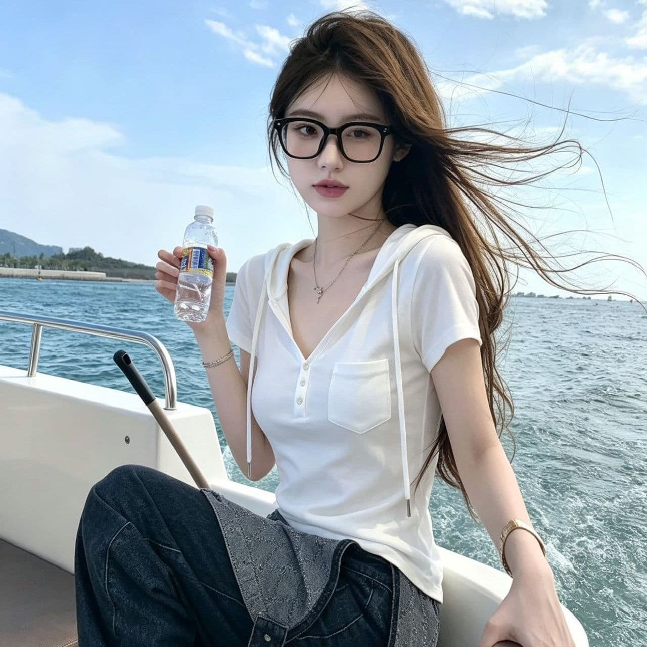 260 그램 사람들 면 1 1 후드 V넥 반팔 티셔츠 여성 의류 여름 얇은 스타일 맨위 이미지 5
