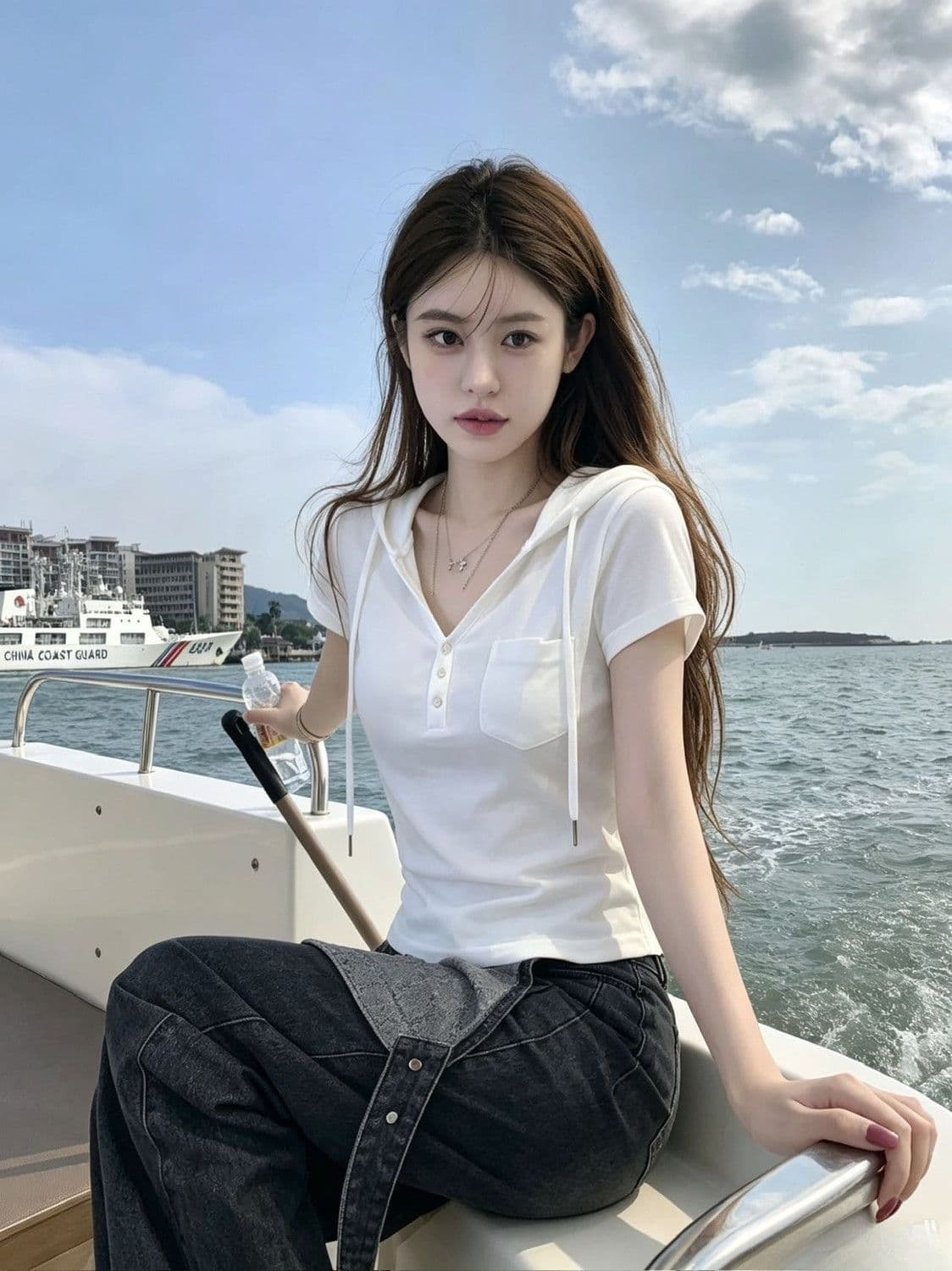 260 그램 사람들 면 1 1 후드 V넥 반팔 티셔츠 여성 의류 여름 얇은 스타일 맨위 상세 이미지 5