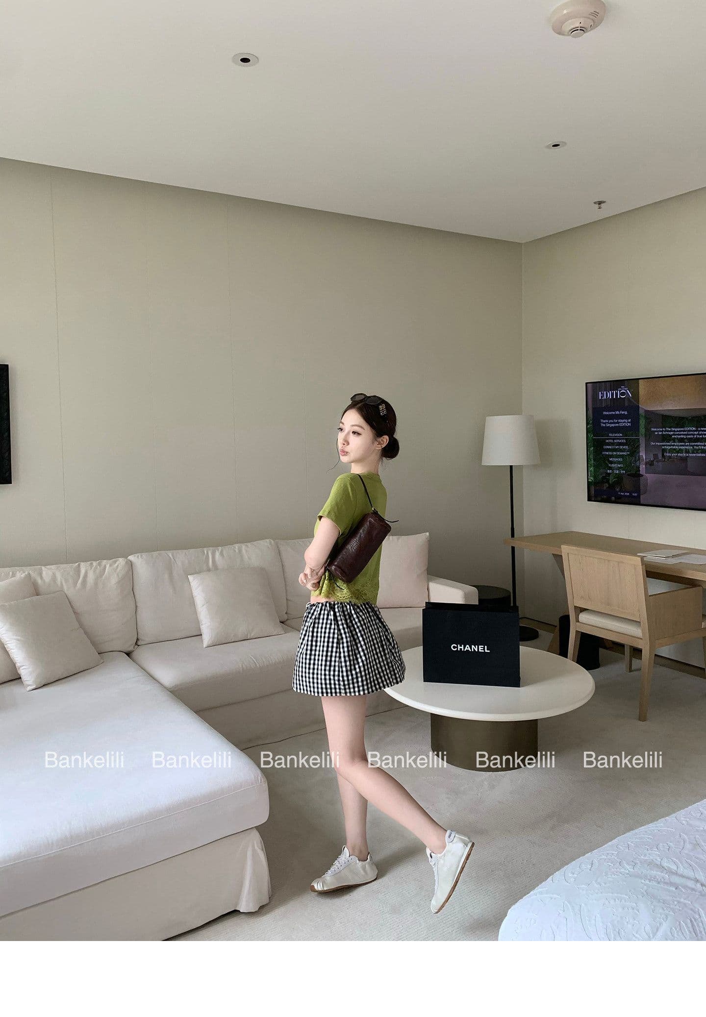 밤나무 코코아 bankelili 산소 miu 버전 천 골드 센스 레이스 레이스 티셔츠 슬림해 보이는 여성 상세 이미지 15