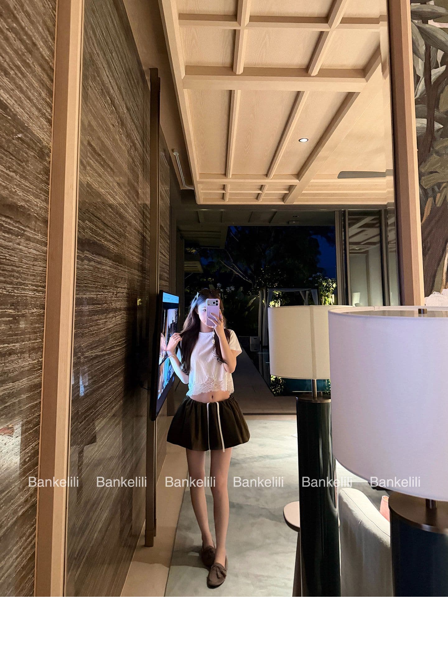 밤나무 코코아 bankelili 산소 miu 버전 천 골드 센스 레이스 레이스 티셔츠 슬림해 보이는 여성 상세 이미지 18