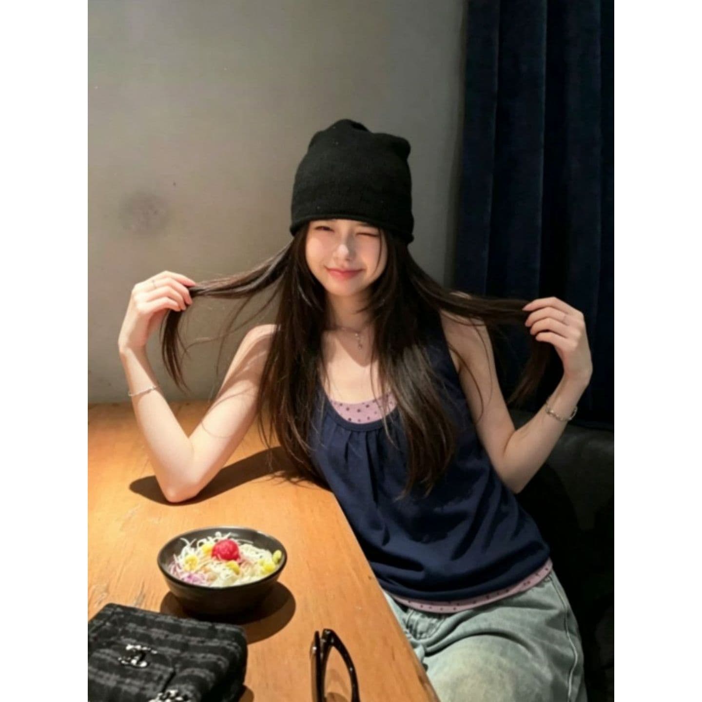 경관 그림 40 순면 리브 210 그램 1 1 여름 외출용 배색 패치워크 슬림해 보이는 몸매 가꾸기 슬립 이미지 2