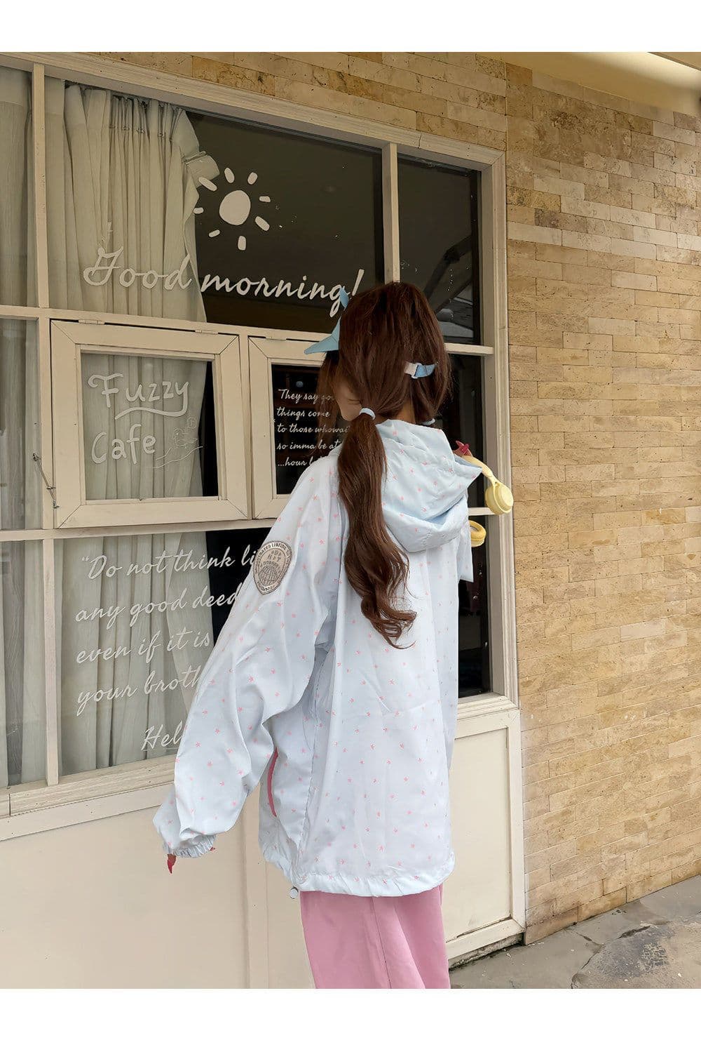 귀여운 자외선 차단 외투 별 도트 무늬 후드 자외선 차단 의류 여성 여름 새로운 느긋한 바람 바깥 쪽 선 얇은 스타일 상세 이미지 12