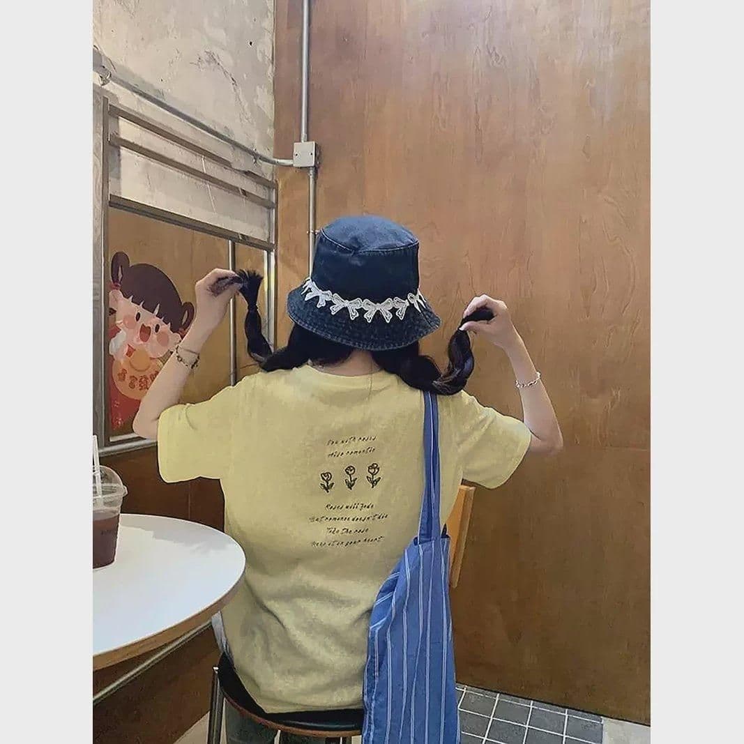 면 75 집결하다 섬유 25 초록 초록 눈꽃 면 긍정적 인 어깨 루즈핏 한 부서 반팔 티셔츠 여성 다용도 여름 상세 이미지 18