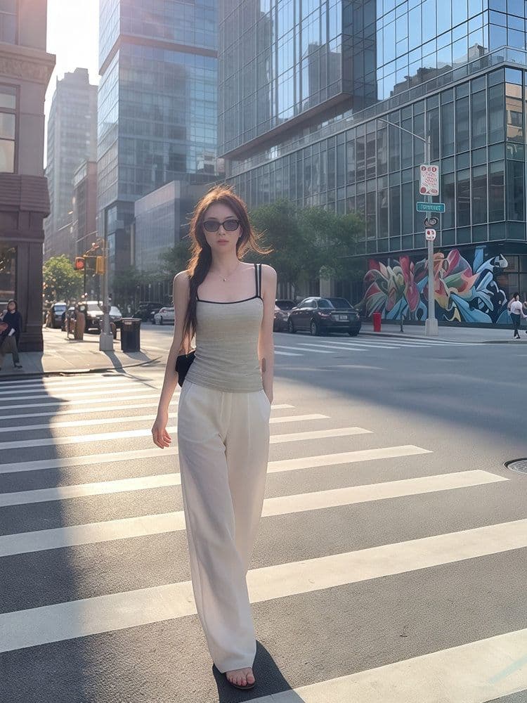 한국 스타일 섹시함 스트라이프 몸매 가꾸기 와이드 어깨끈 조끼 슬립 여성 여름 핫걸 쇼트 스타일 니트 민소매 외출용 맨위 상세 이미지 9