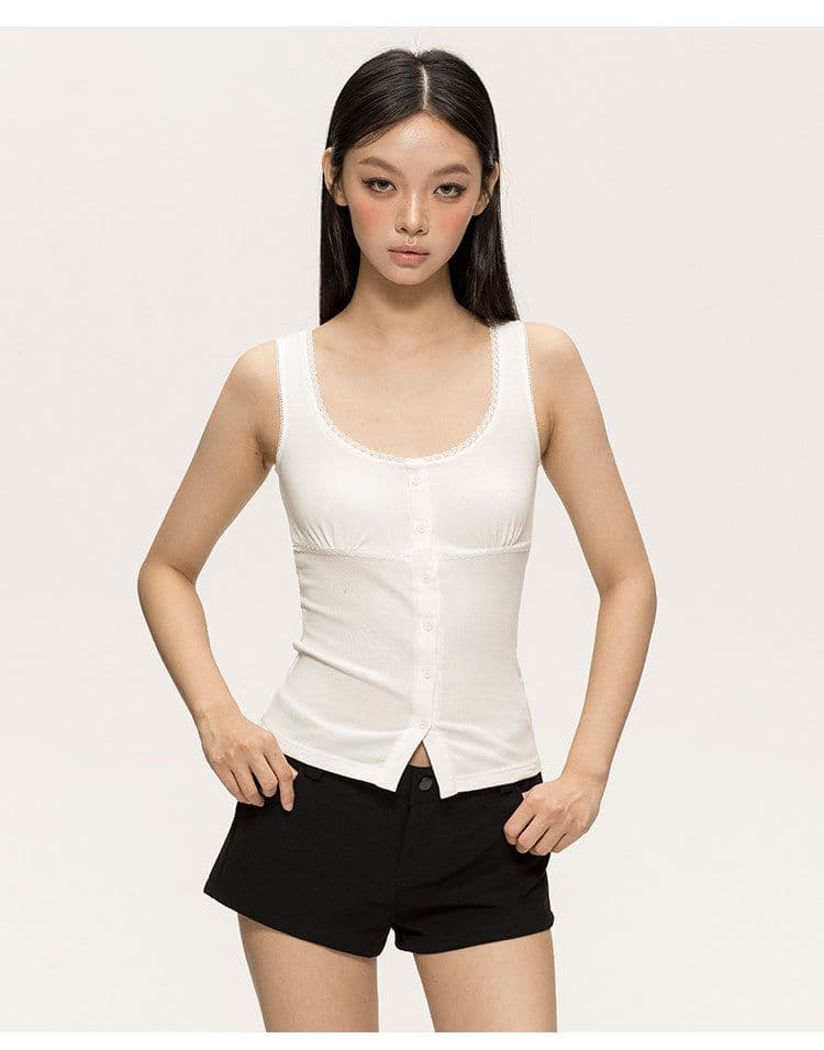 u 칼라 레이스 싱글 줄 버튼 슬립 여성 여름 새로운 몸매 가꾸기 슬림해 보이는 핫걸 맨위 트렌디 상세 이미지 6