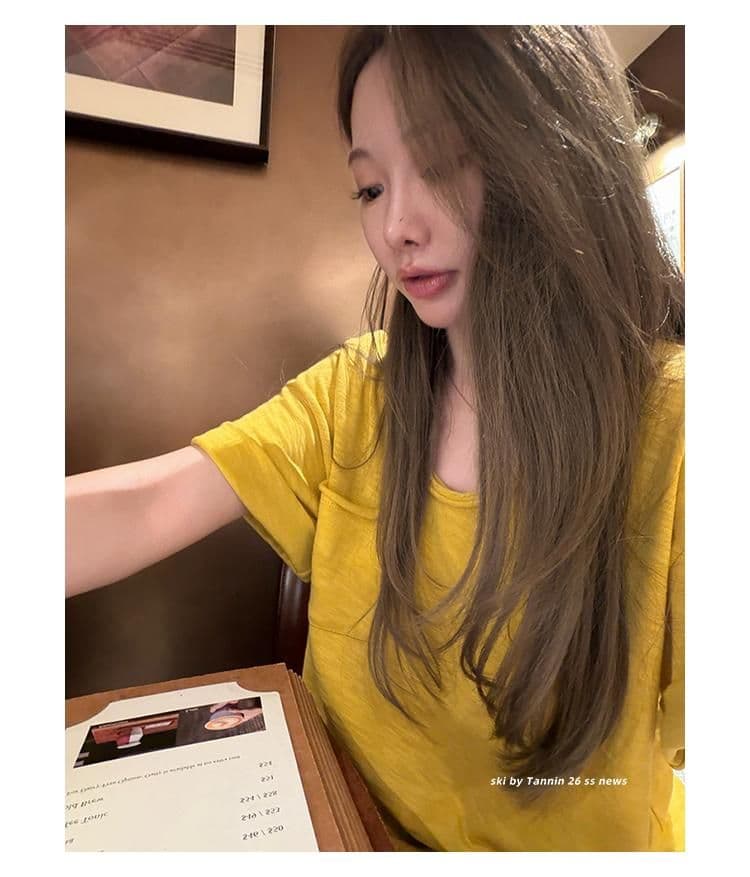 대나무 마디 면 tee 대나무 마디 코튼 롤 측면 주머니 반팔 티셔츠 여성 디자인 센스 루즈핏 슬림해 보이는 한 부서 상세 이미지 14