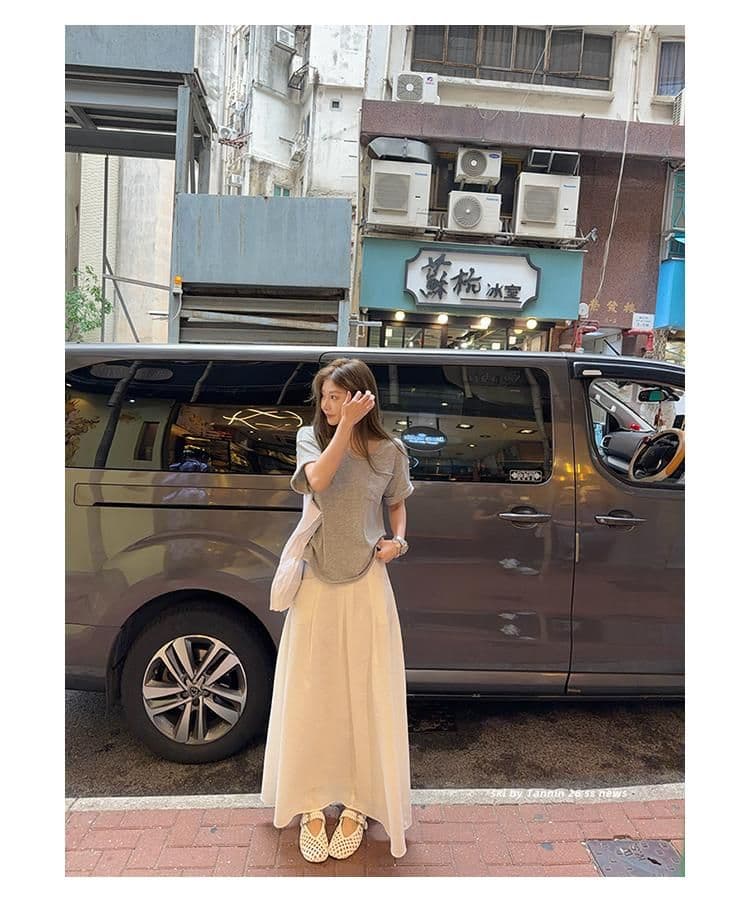 대나무 마디 면 tee 대나무 마디 코튼 롤 측면 주머니 반팔 티셔츠 여성 디자인 센스 루즈핏 슬림해 보이는 한 부서 상세 이미지 33