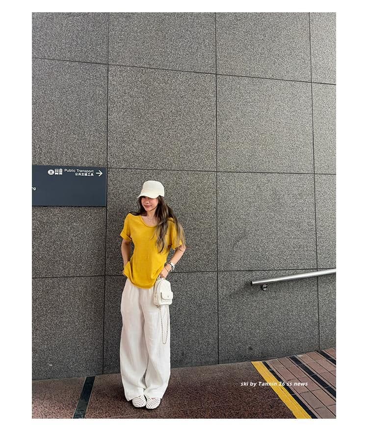 대나무 마디 면 tee 대나무 마디 코튼 롤 측면 주머니 반팔 티셔츠 여성 디자인 센스 루즈핏 슬림해 보이는 한 부서 상세 이미지 43