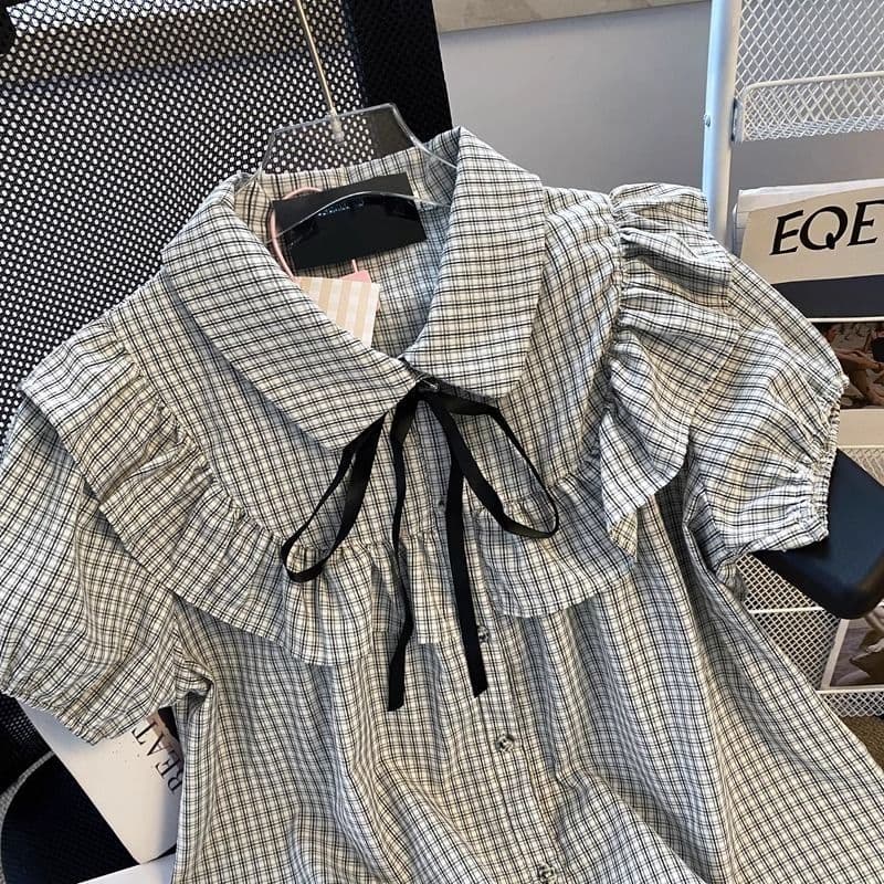 120g 사면 신축 디지털 인쇄 디자인 나비 매듭 polo 인형 연꽃 잎 반팔 버블 도파민 신제품 상세 이미지 3