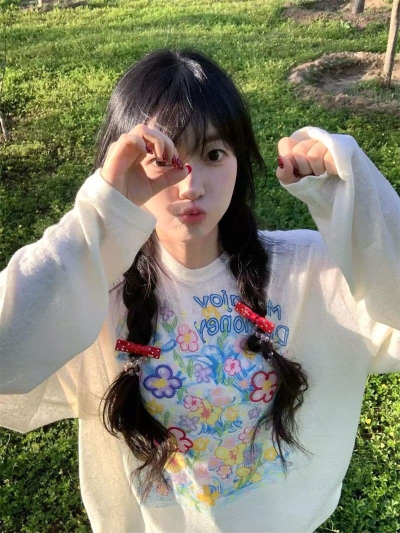 자수 전후 프린트 광저우 원본 원단 눈꽃 얼음 차가운 면 긴팔 자외선 차단 블라우스 이미지 4