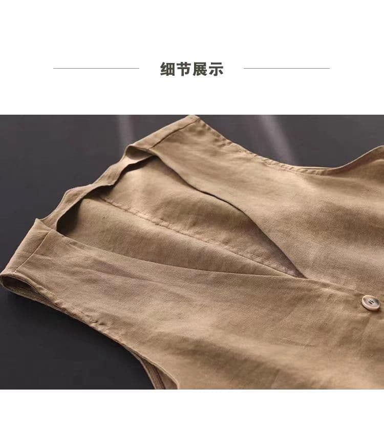 순면 외국 가스 여름 캐주얼 얇은 스타일 만나는 루즈핏 민소매 조끼 외출용 어깨 면 린넨 재킷 베스트 맨위 상세 이미지 15