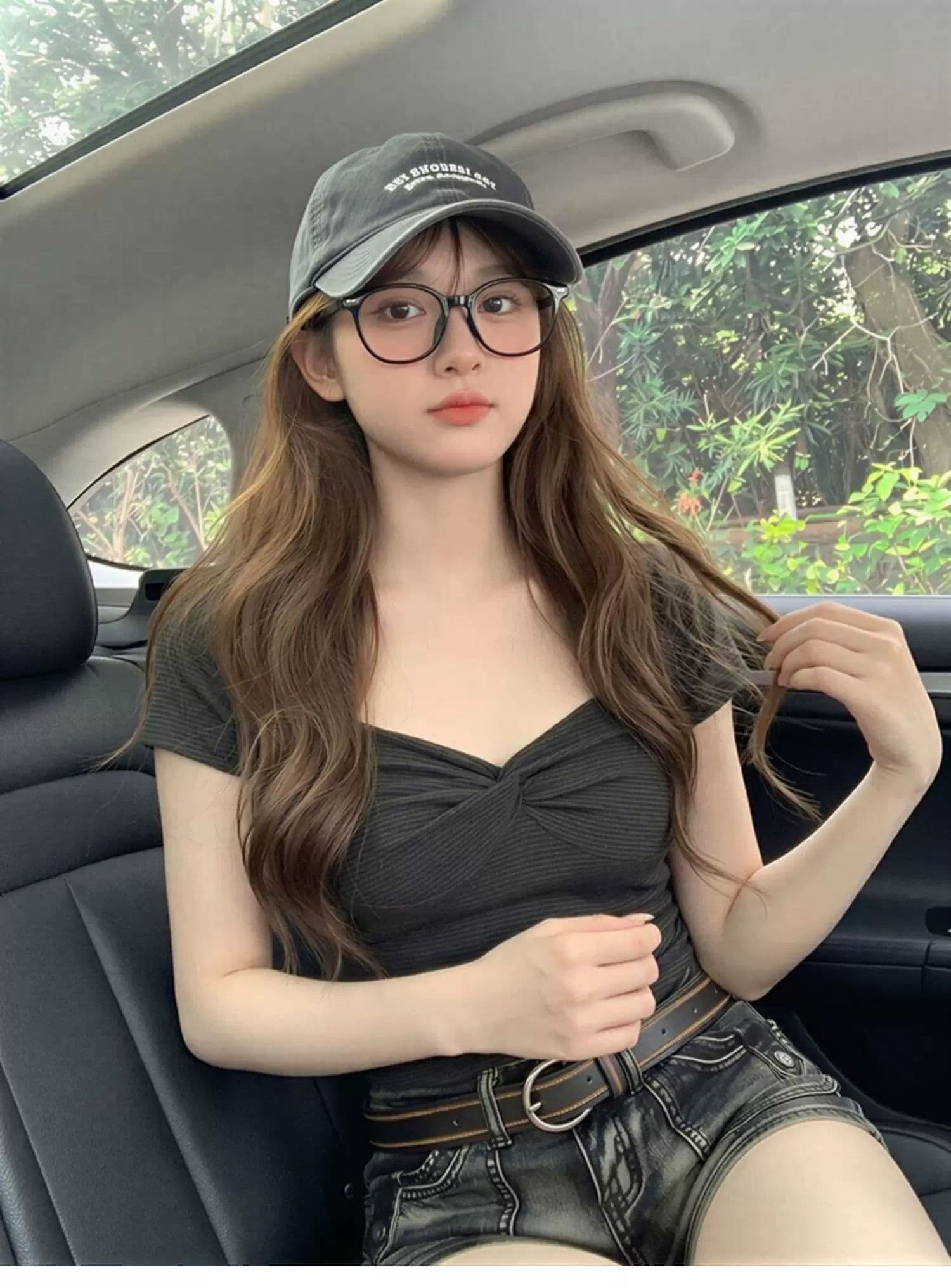 원본 원단 광장 칼라 스트라이프 비틀림 반팔 티셔츠 여성 여름 몸매 가꾸기 슬림해 보이는 허리 수축 출퇴근 핫걸 맨위 상세 이미지 1