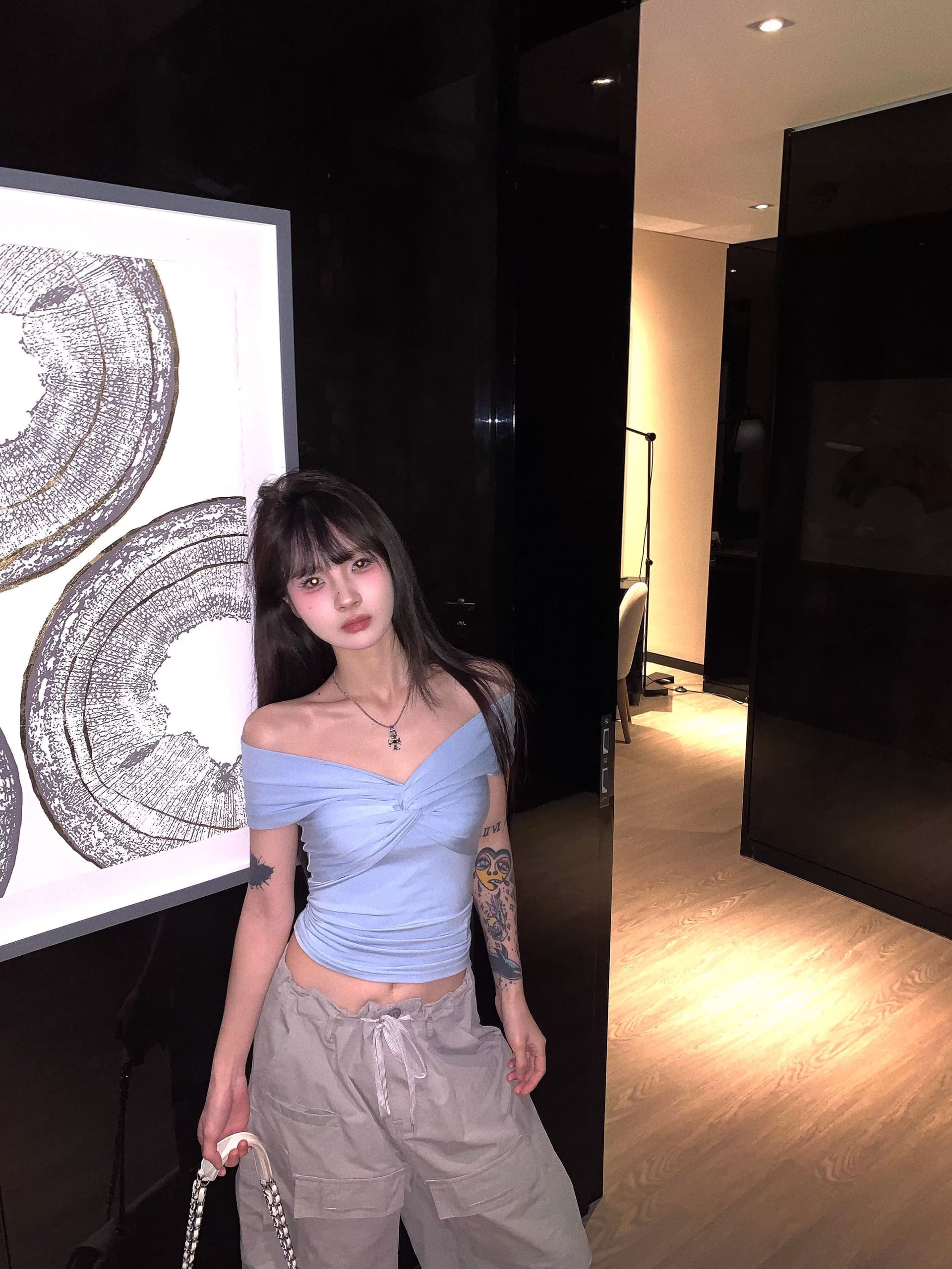 순수한 욕망 오프숄더 반팔 티셔츠 여성 여름 디자인 센스 작은 대중 아름다운 오프숄더 쇼트 스타일 달콤한 핫걸 맨위 이미지 3