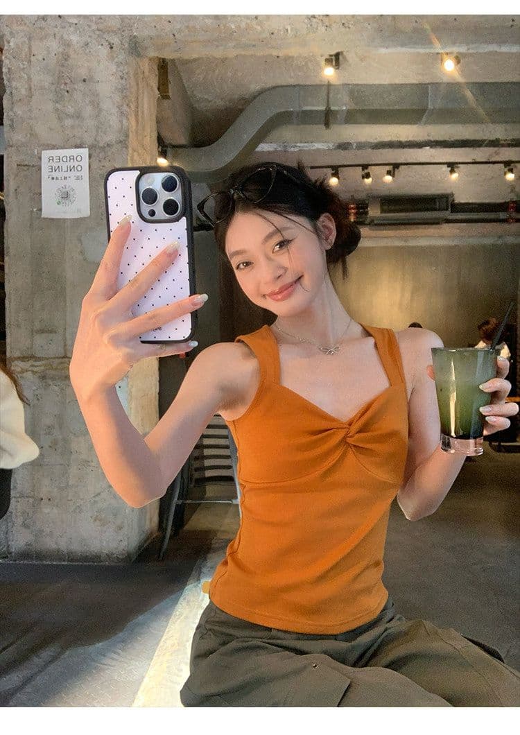 한 부서 핫걸 바람 패션 비틀림 캐미솔 여름 몸매 가꾸기 슬림해 보이는 외출용 인사이드 가져 가라. 민소매 순수한 욕망 맨위 상세 이미지 6