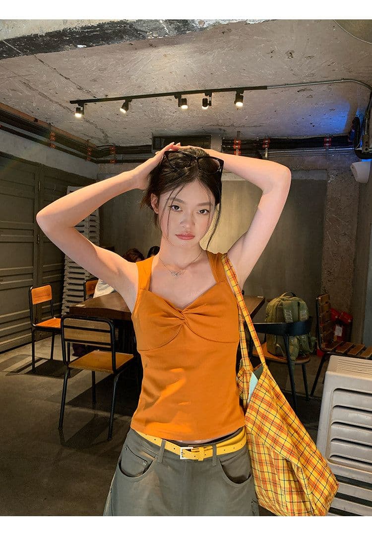 한 부서 핫걸 바람 패션 비틀림 캐미솔 여름 몸매 가꾸기 슬림해 보이는 외출용 인사이드 가져 가라. 민소매 순수한 욕망 맨위 상세 이미지 12