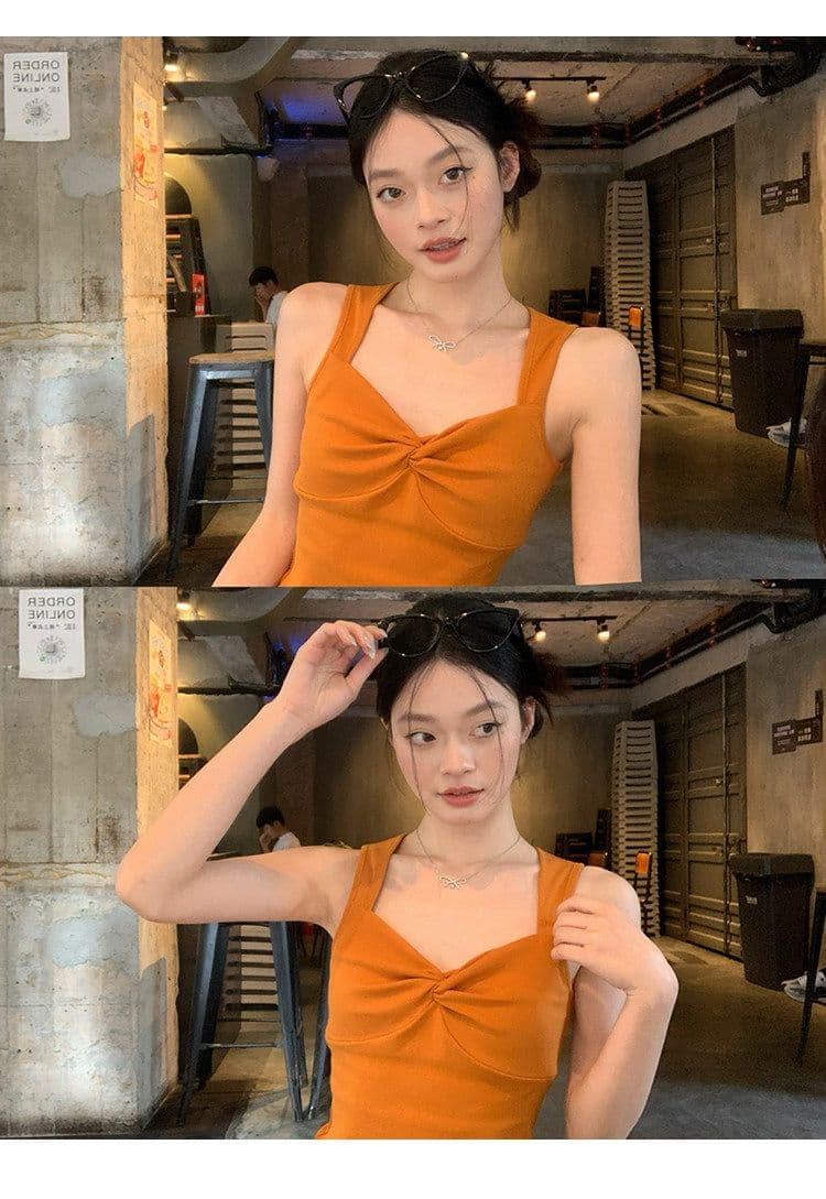 한 부서 핫걸 바람 패션 비틀림 캐미솔 여름 몸매 가꾸기 슬림해 보이는 외출용 인사이드 가져 가라. 민소매 순수한 욕망 맨위 상세 이미지 21