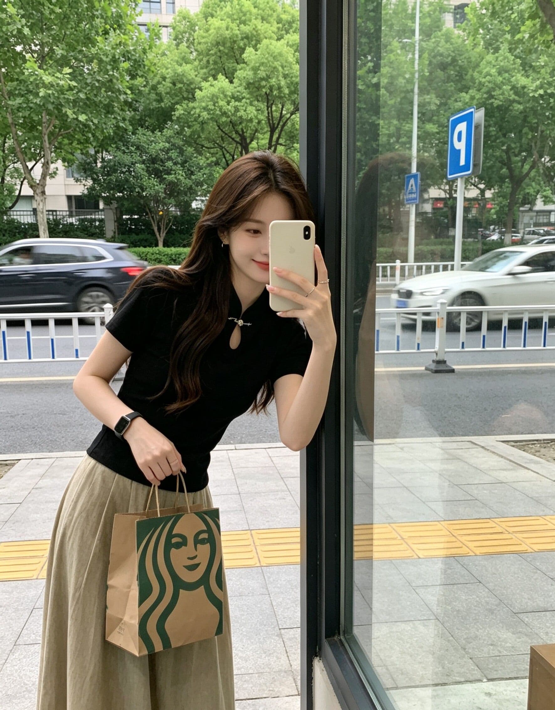 210 그램 1x1 순면 리브 새로운 중식 단추 치파오 셔츠 국풍 티셔츠 맨위 상세 이미지 9