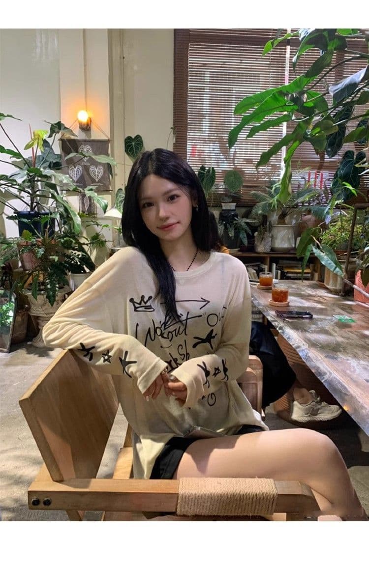 광저우 품질 얇은 스타일 자외선 차단 블라우스 루즈핏 여름 디자인 센스 아메리칸 재미있는 낙서 프린트 맨위 상세 이미지 4