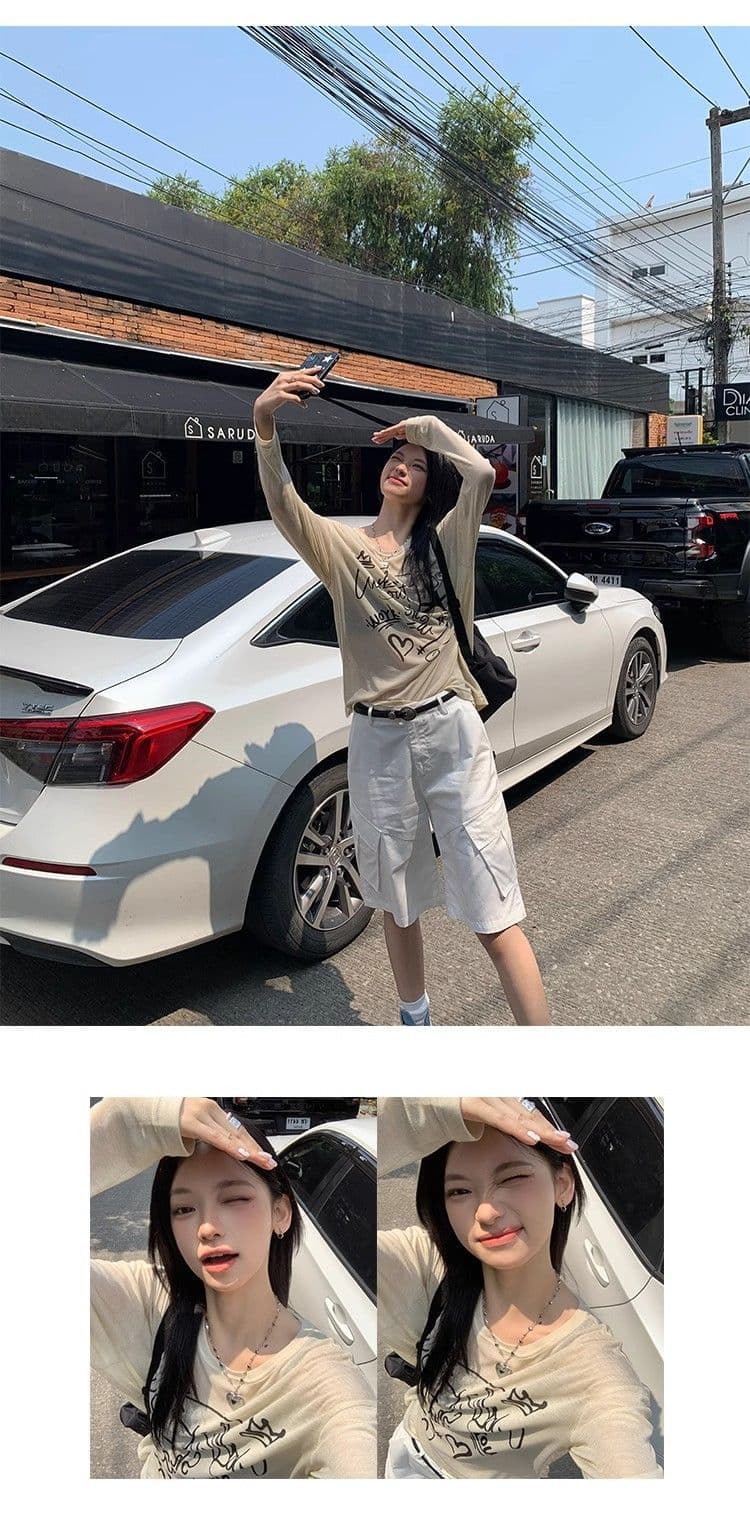 광저우 품질 얇은 스타일 자외선 차단 블라우스 루즈핏 여름 디자인 센스 아메리칸 재미있는 낙서 프린트 맨위 상세 이미지 9